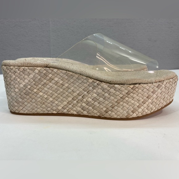 NWT Y2K Transparent Platform Wedges Sandals Open Toe Hemp High Heels Slides - Picture 4 of 8